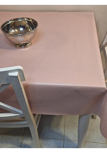 Elyaflı Pvc Muşamba - Desenli Silinebilir Masa Örtüsü Krem Pembe