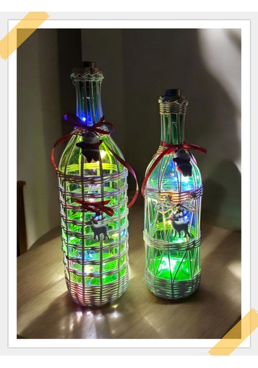 Peri Led Işıklı Bambu Şişe Noel Temalı