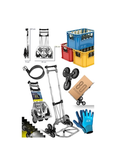 Staxx Merdiven Çıkabilen Koli Yük Paket Taşıma Arabası 80kg