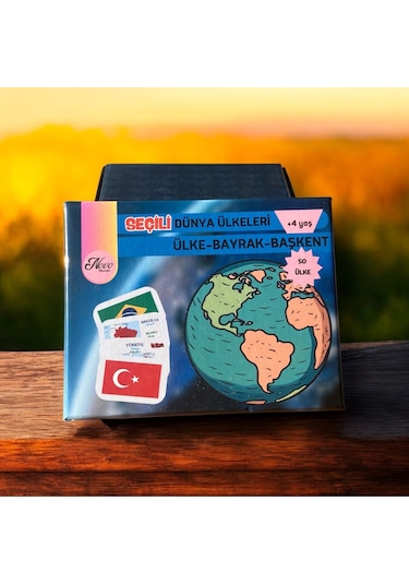Seçili 50 Dünya Ülkeleri-harita-bayrak-başkent Kartları