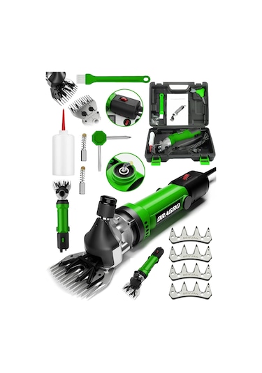 Dragro Alman Drg-4200w Devir Ayarli Bakir Sargili Çelik Şanzuman Koyun Keçi Kirkma Makinesi + 4 Üst Bıçaky