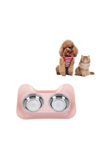 Sones Paslanmaz Çelik Kedi Ve Köpek Çift Kase Sızdırmaz İçme Suyu Hayvan Kasesi