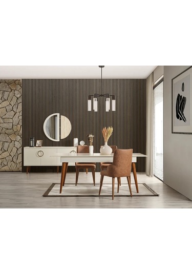 Hür Yemek Odası Takımı Yemek Masası + 4 Adet Sandalye Beyaz