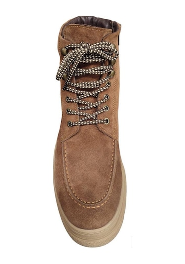 Komcero 3k1804 Bağcık Ve Fermuarlı Deri Genç Erkek Bot Taba-süet Taba