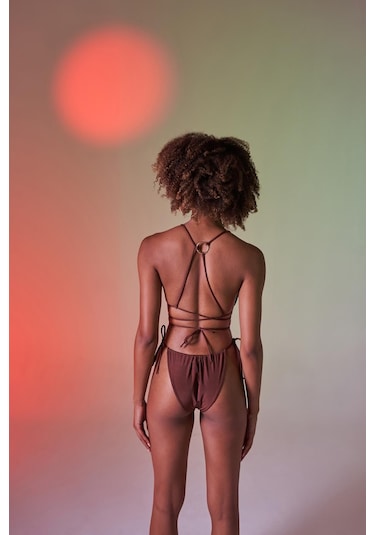 Holly Lolly Üçgen Bağcıklı Ayarlanabilir Delphi Bikini Üstü Kahverengi