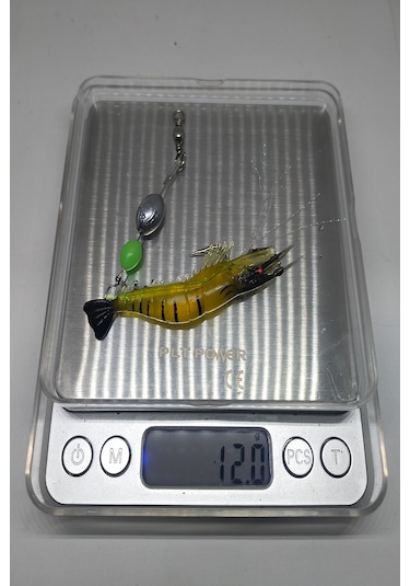 Karides Shrimp Silikon Balık Yemi Fosforlu Kancalı Modifiyeli 7.5 Cm 12 Gr