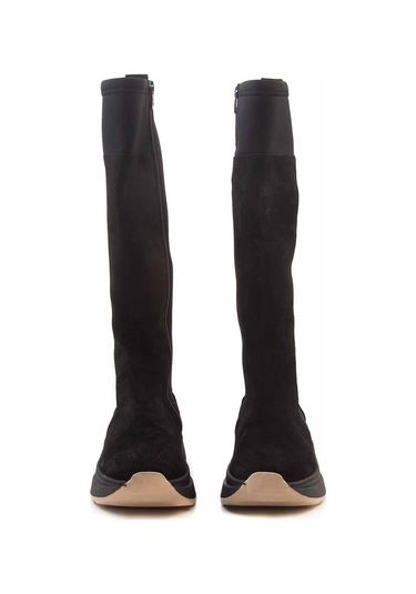 Mocassini Deri  Kadın Çizme 480-1 Siyah Suet