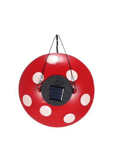 Yaozixa Güneş Enerjili Mantar Kuş Yemliği - Bahçe Ve Balkon Dekorasyonu İçin Şık Ve Kullanışlı Kırmızı