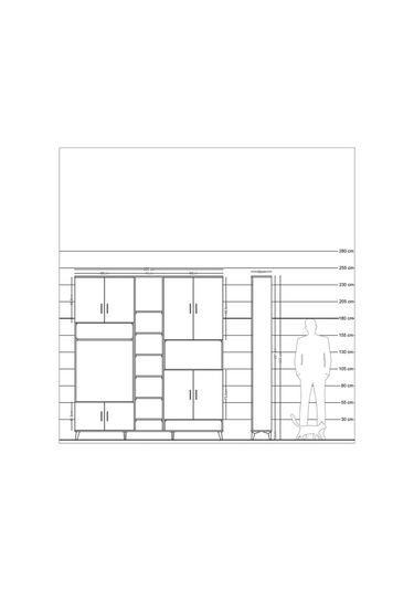 Arges Dolap 18 Raflı 8 Kapaklı Tek Askılı 220x30x243 Aytaşı-çam/aytaşı Atlas Çam/aytası