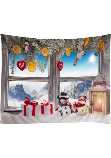 Gajeena Noel Dekoru Polyester Duvar Örtüsü 80x60inc - Su Geçirmez, Renk Kaybı Önleyici, Çok Amaçlı Kullanım Yatak Örtüsü, Perde, Masa Örtüsü DiğER