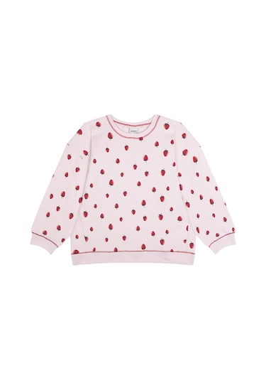 Antebies Organik Pembe Polarlı Kız Çocuk Sweatshirt Çok Renkli