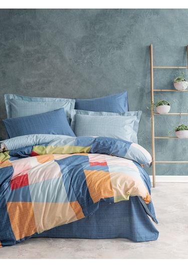 Cotton Box Modern Çift Kişilik Nevresim Takımı Cosy Mavi