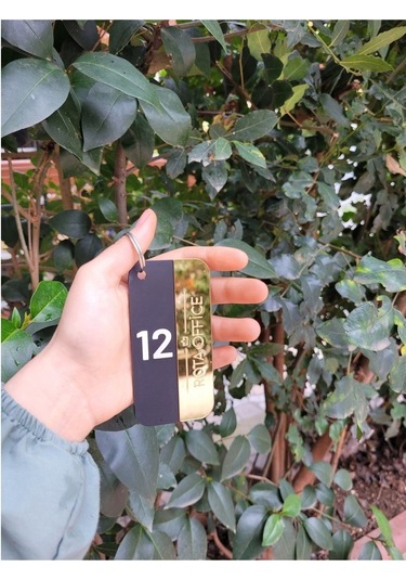 12 Adet Kişiselleştirilebilir Anahtarlık, Otel, Pansiyon, Yurt, Butik Otel, Bungalov Otel Siyah