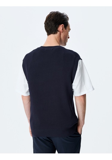 Koton V Yaka Regular Fit Viskon Karışımlı Triko Süveter Lacivert 5sam70013ht