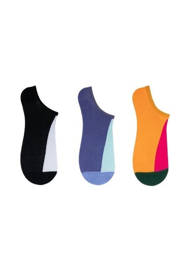 The Socks Company 161p 3 Çift Desenli Kadın Görünmez Çorap Çok Renkli