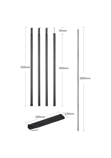 Samdoo 2 Metre Galvaniz Çelik Çadır Direği Seti - Dış Mekan İçin Dayanıklı, Yüksek Dayanımlı, Montaj Kolay, 2 Adet Direk Çok Renkli