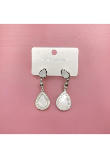 Zarif Damla İnci Model Gümüş Renk 316l Antialerjik Çelik Kadın Küpe Gümüş