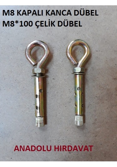Kancalı Çelik Dübel M8 x 100 Mm Kapalı Kanca 4 Adet Gönderlir
