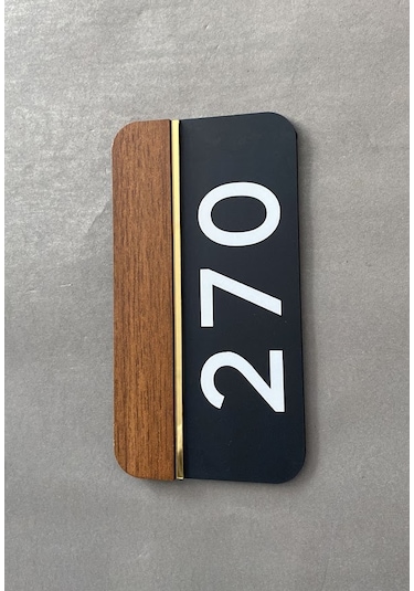 Natural Wooden Serisi Siyah Mat Kapı Numarası