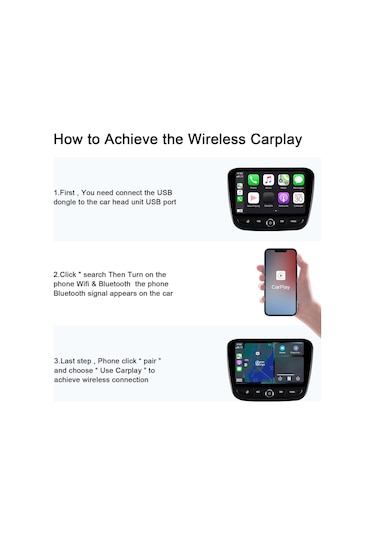 Maiyame Apple İphone İçin Kablosuz Carplay Dönüştürücü, Araç İçin Akıllı Multimedya Adaptörü, Siyah Kare Desenli, Usb/type-c Desteğiyle Kolay Kurulum