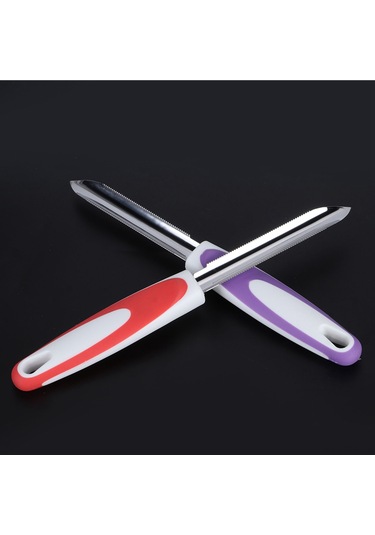 Dofolink Stok Mutfak Aleti: Çelik Biber, Meyve, Sebze Çekirdek Çıkarıcı - Hızlı Kullanım, Oranj-mor Renkli 2 Adet