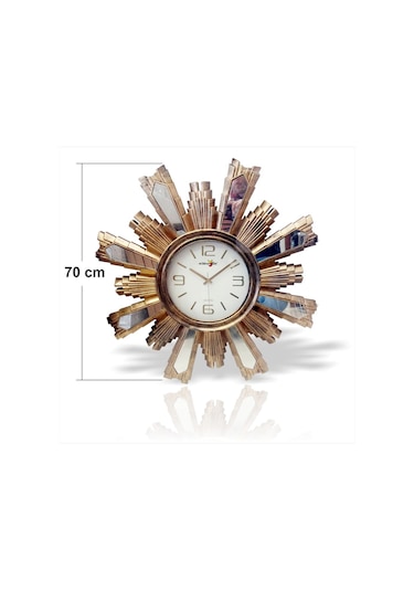 Büyük 70 Cm Salon Ofis Çeyiz Altın Ahşap Görünümlü Duvar Saa... Ahşap