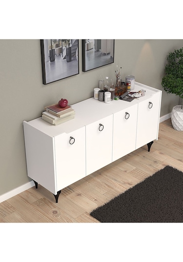 Umg Mobilya Titanyum Modern Konsol, Çok Amaçlı Dolap, Dresuar, Mutfak Dolabı, Kiler Dolabı, Tv Ünitesi Beyaz