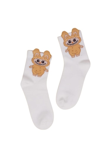 Kız Çocuk Çorap Soket 6 Çift Beyaz-gri-pembe-kahve-krem-gülkurusu-1888 ÇoK Renkli