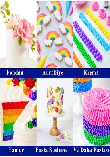 Renkli Gıda Boyası Sıvı 50 Ml 4 Adet Su Bazlı Likit Renkli Sıvı Gıda Boyası Pasta Hamur Boyası Kek Fonda Yüksek Konsantr