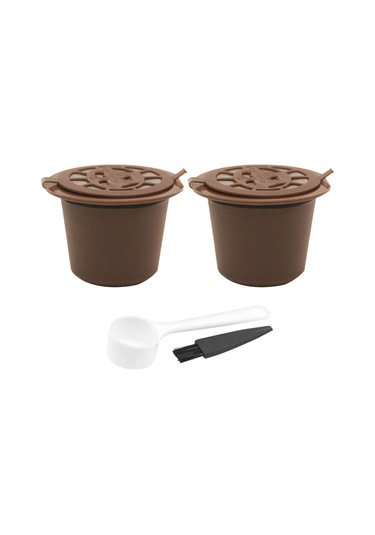 Suntek Cafe Bar Style A Brown Için Kaşık Kahve Gereçleri Ile Yeniden Kullanılabilir Kahve Kapsülleri