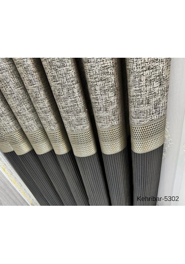 Nivemeshome Kehribar Ft614162 Antrasit V-5302 Pano Fon Perde 1/3 Sık Pileli Perde Apm Çok Renkli