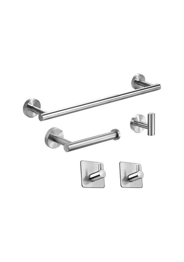 Novahub 304 Paslanmaz Çelik 5'li Set Banyo Havlu Askısı - Siyah, Modern Askılık Siyah