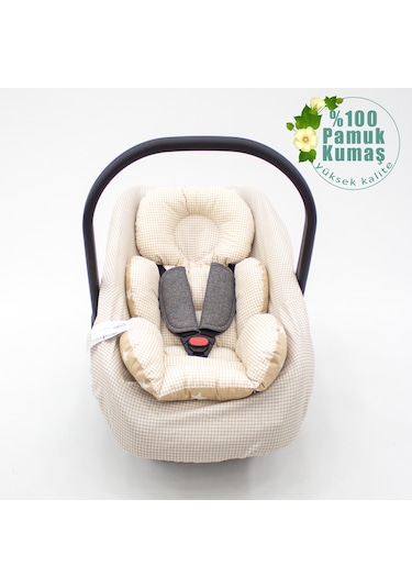 Mordesig Ortopedik Bebek Puset Minder Ve Çarşaf,ekose Pamuk Kumaş