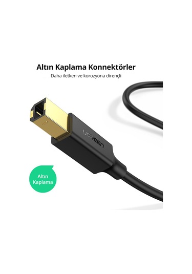 Ugreen Usb-a - Usb-b Yazıcı Tarayıcı Kablosu 2 Metre, Siyah, 20847