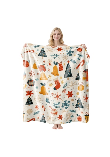 Noel Fral Küçük Battaniye Festival Atmosferi Pratik Kullanım-mt-flr-214 130 100 Yeşil