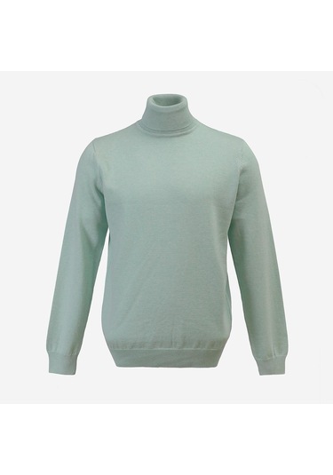 Erkek Şardonsuz Uzun Kol İnce Kazak - 180539 - Mint Yeşili Mint Yeşili