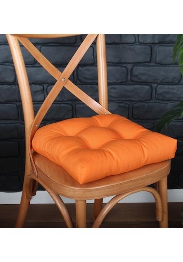 Altınpamuk Altınpamuk 4'Lü Lüx Pofidik Turuncu Sandalye Minderi Özel Dikişli