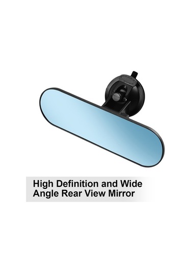 Besthome1 Yüksek Kalite Plastik Siyah 22x6.5cm Geniş Görünüm Araç Geribakış Aynası, Çift Sünger Tutucu