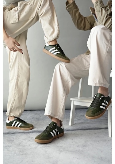 Muggo Jabbar Unisex Ortopedik Günlük Garantili Bağcıklı Yürüyüş Koşu Sneaker Spor Ayakkabı Haki