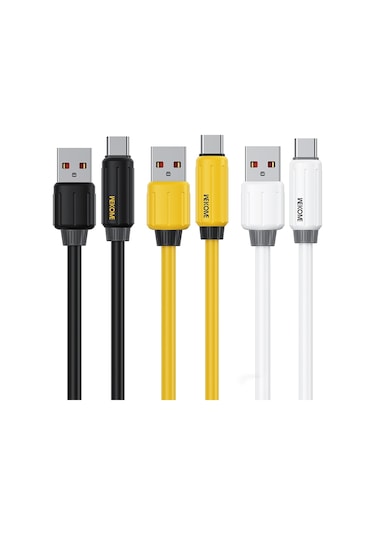 Wk Wdc-27a Elastik  Silikon 1m 66w Usb Tip-c Hızlı Şarj Veri Kablosu Sarı
