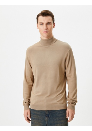 Koton Balıkçı Yaka Kazak Triko Basic Uzun Kollu Viskon Karışımlı Bej 4wam70055ht Ekru