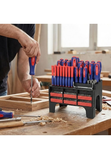 Workpro Wp200560 100 Parça Duvar Askı Aparatlı Profesyonel Cr-v Manyetik Tornavida Ve Bits Uç Seti