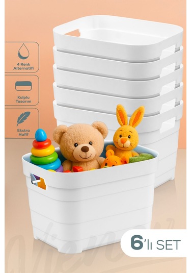 Vienev 6'lı 5 Litre Saklama Kutusu Beyaz Beyaz
