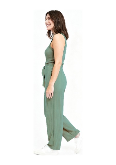 Bayan Pijama Altı Beli Lastikli Rahat Kalıp Yeşil