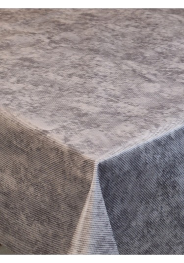 Kumaş Dokulu Tabanı Silikonlu Yıkanabilir Silinebilir Ütülenebilir Kaymaz Dekoratif Masa Örtüsü Brs021 Koyu Gri