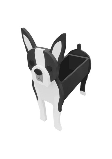 Özel Tasarım Boston Köpek Modeli Pvc Süs Bitki Saksısı - 7-10 Gün Hazırlanır - 21x20x12x9 Cm - 320g