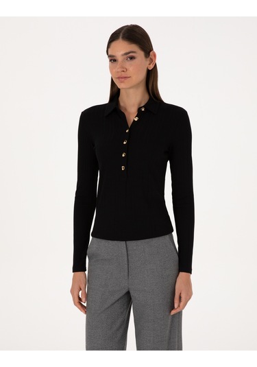 Pierre Cardin Kadın Siyah Bluz Örme 50309153-vr046 Siyah