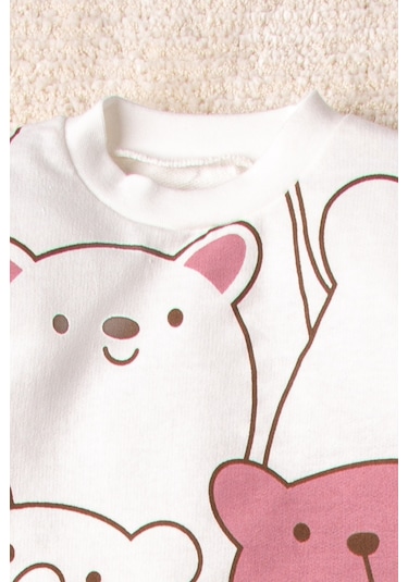 Mai Perla Smile Bear Nose 2'li Unisex Bebek Alt Üst Takım Mercan
