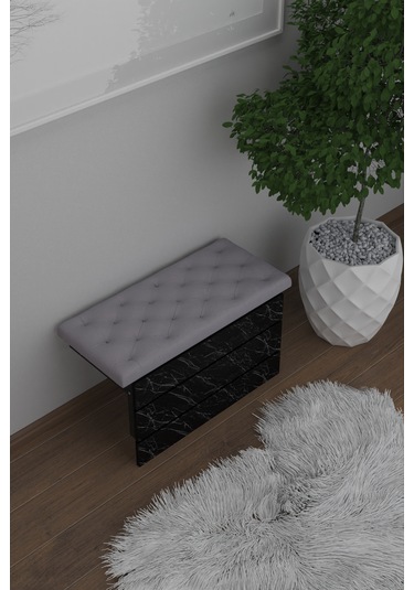 Mimoza Çok Amaçlı Döşemeli Tabure Siyah