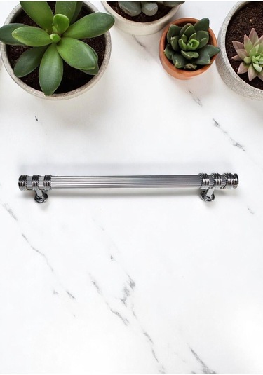 Çizgili Nesli Alüminyum Metal Lüks Modern Mobilya Çekmece Mutfak Dolabı Kulpu Krom 128mm 10 Adet Krom